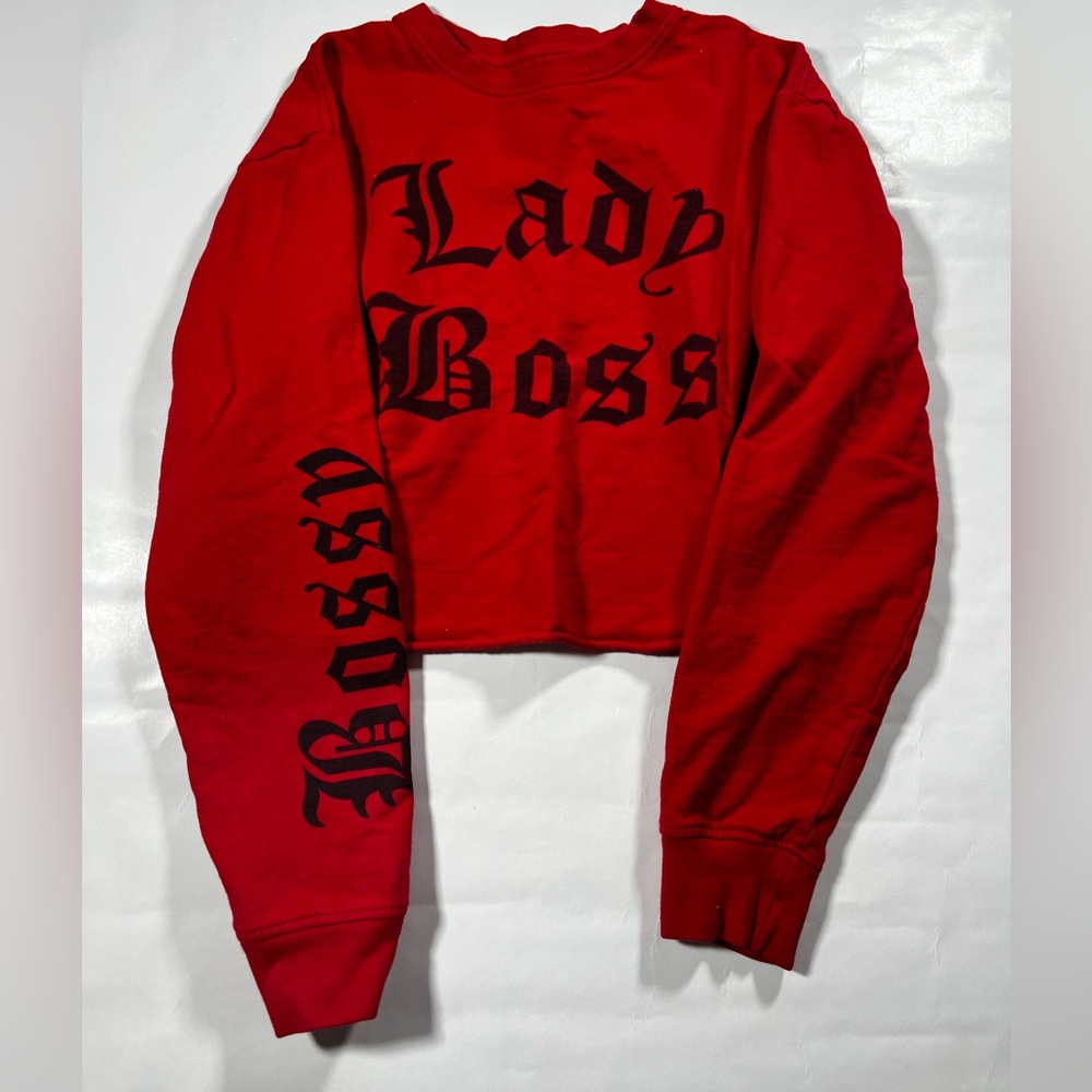 Lady Boss Red and Black Freeze Size Small Crop Top